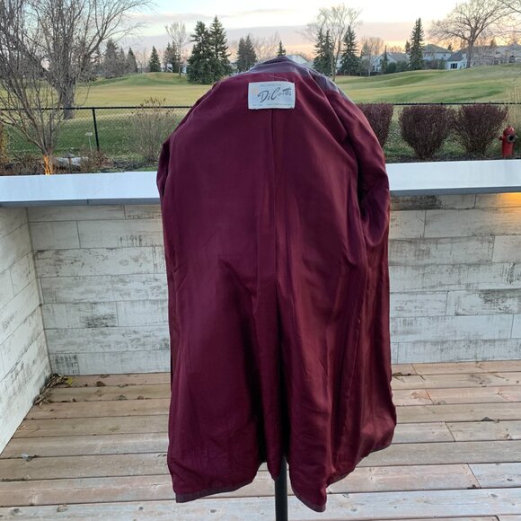Vintage Di Costa Leather Overcoat Trench Coat Small Burgundy Belted 60s - Picture 9 of 16